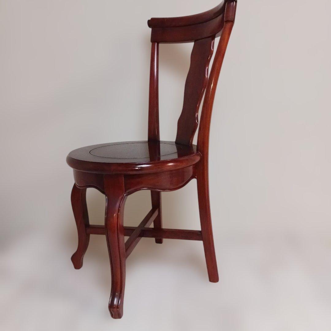 【美品/唐木家具】花梨 無垢材 ダイニングチェア 飾り椅子 アンティーク
