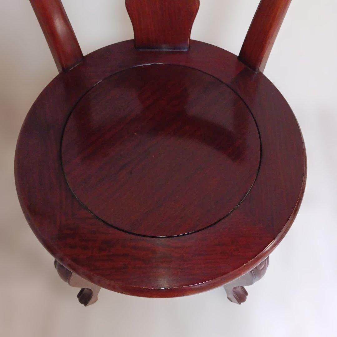 【美品/唐木家具】花梨 無垢材 ダイニングチェア 飾り椅子 アンティーク