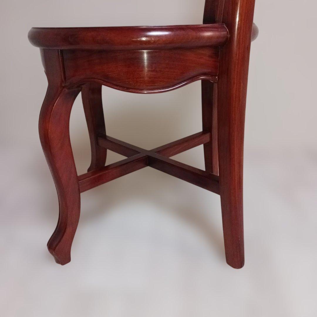 【美品/唐木家具】花梨 無垢材 ダイニングチェア 飾り椅子 アンティーク