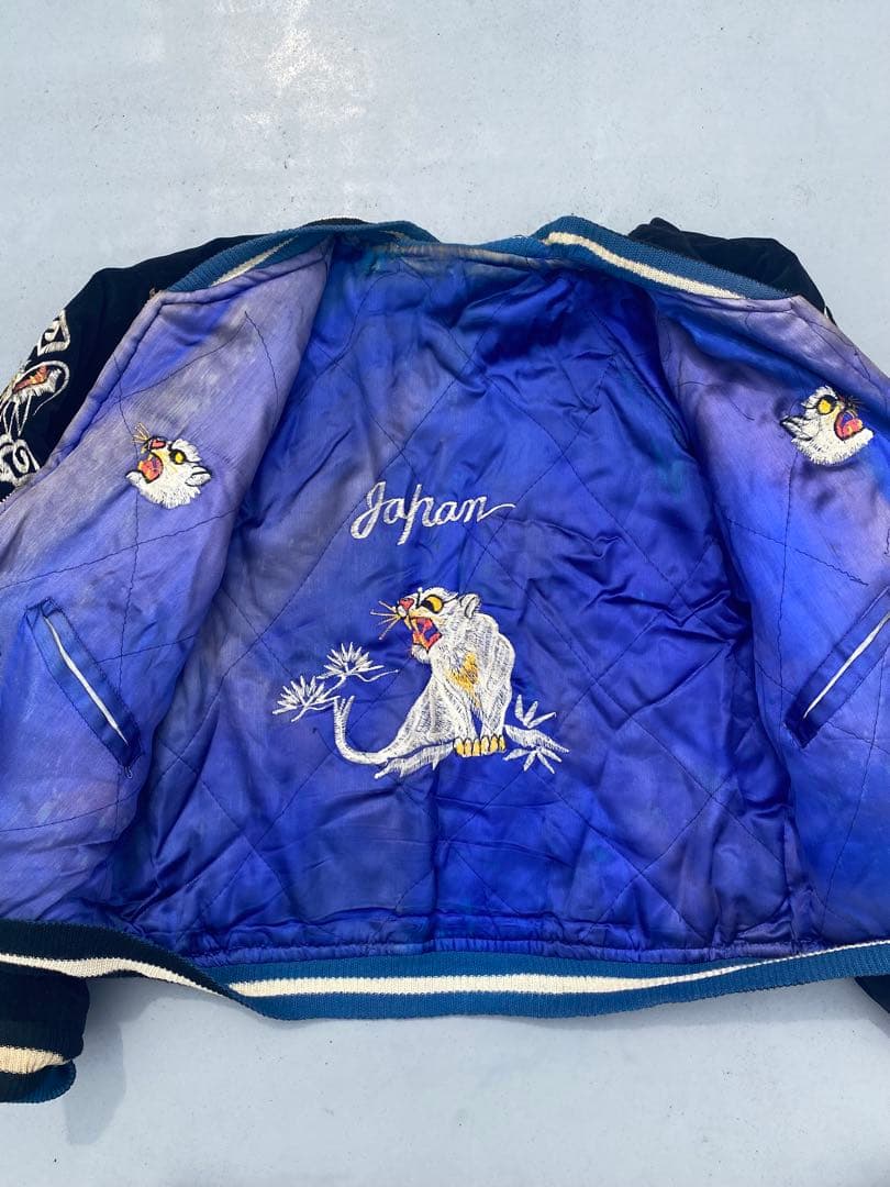 50s 別珍　スカジャン　オリジナル　ヴィンテージ　ブラック　鷹　龍