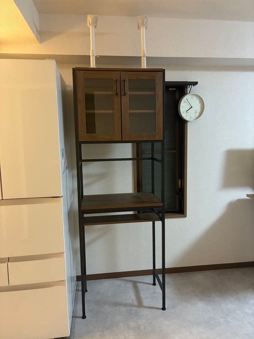 引き取り限定 ニトリ ヴィンテージテイストのごみ箱上ラック スリム おまけ付き