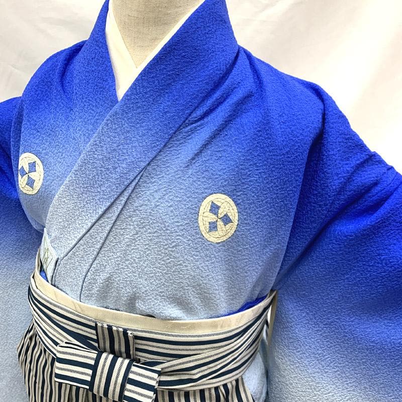 511ab1■七五三 お宮参り 五歳 男児 着物&長襦袢&袴&角帯■状態良好