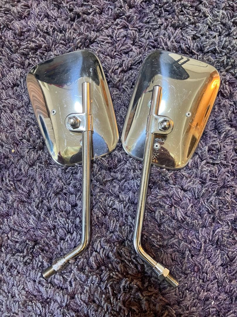 SR400 初期型 純正ミラー 左右 音叉マーク シャフト細め 小傷 サビ少々