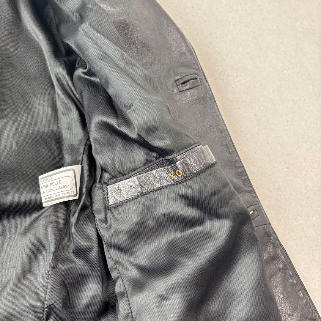 vintage leather car coat M 本革 イタリア製 黒