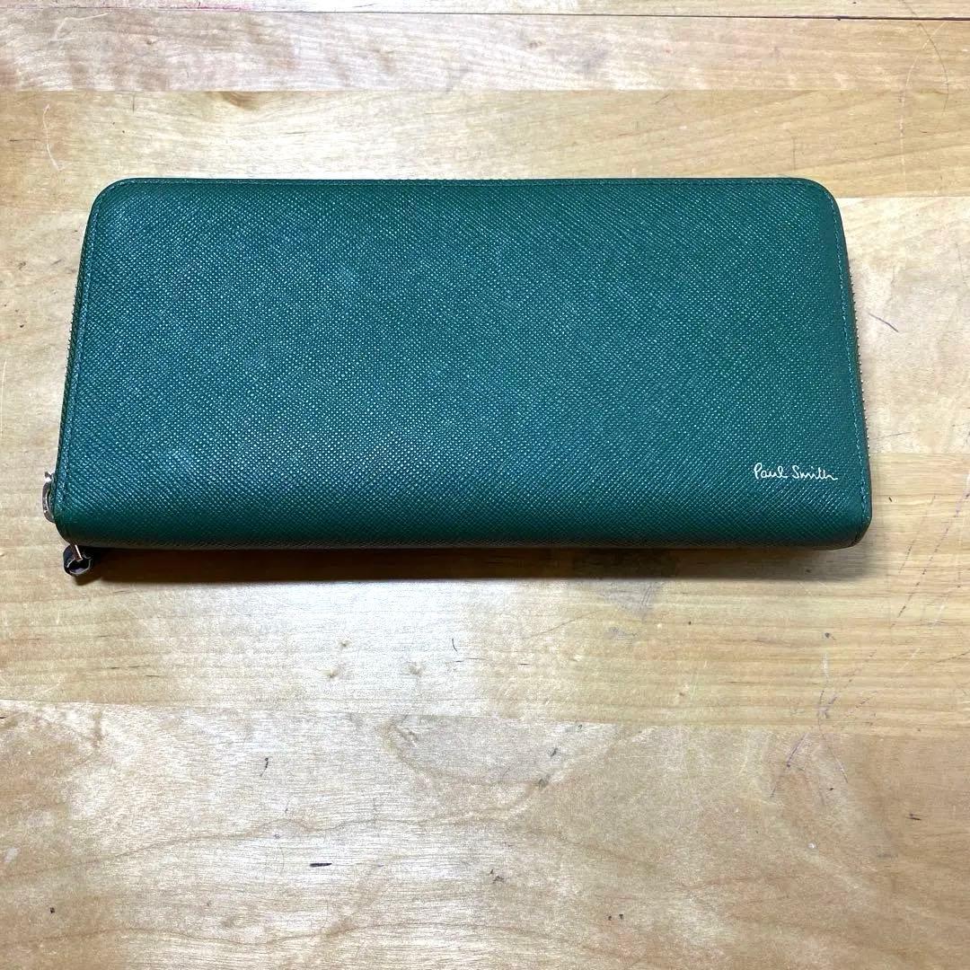 ポールスミスの緑色メンズ長財布(美品)