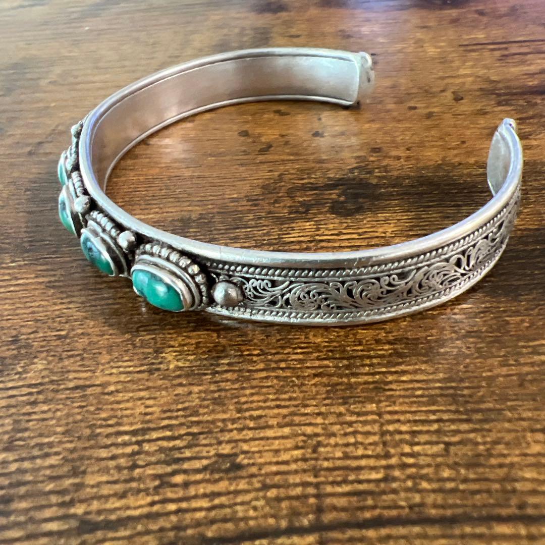 ターコイズストーン シルバー バングル