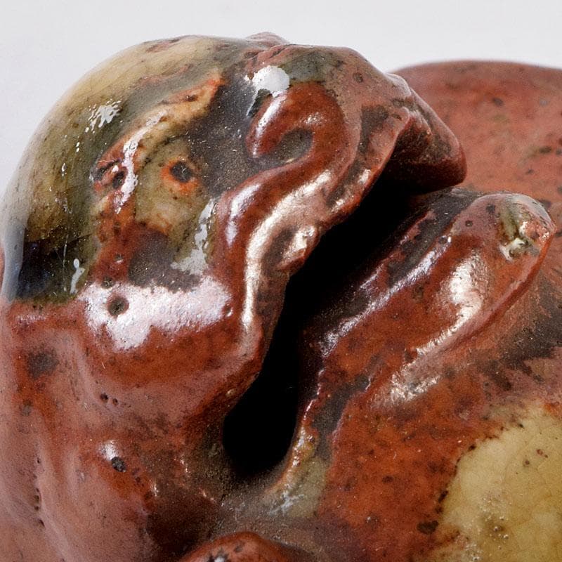 茶道具　尾形乾山作　色絵　獅子香合　時代箱　V　8816