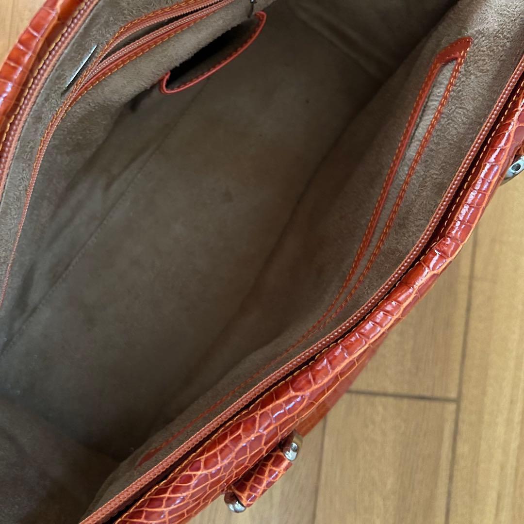 【希少】クロコダイル レザー ボストンバッグ シャイニング 加工　センター取り