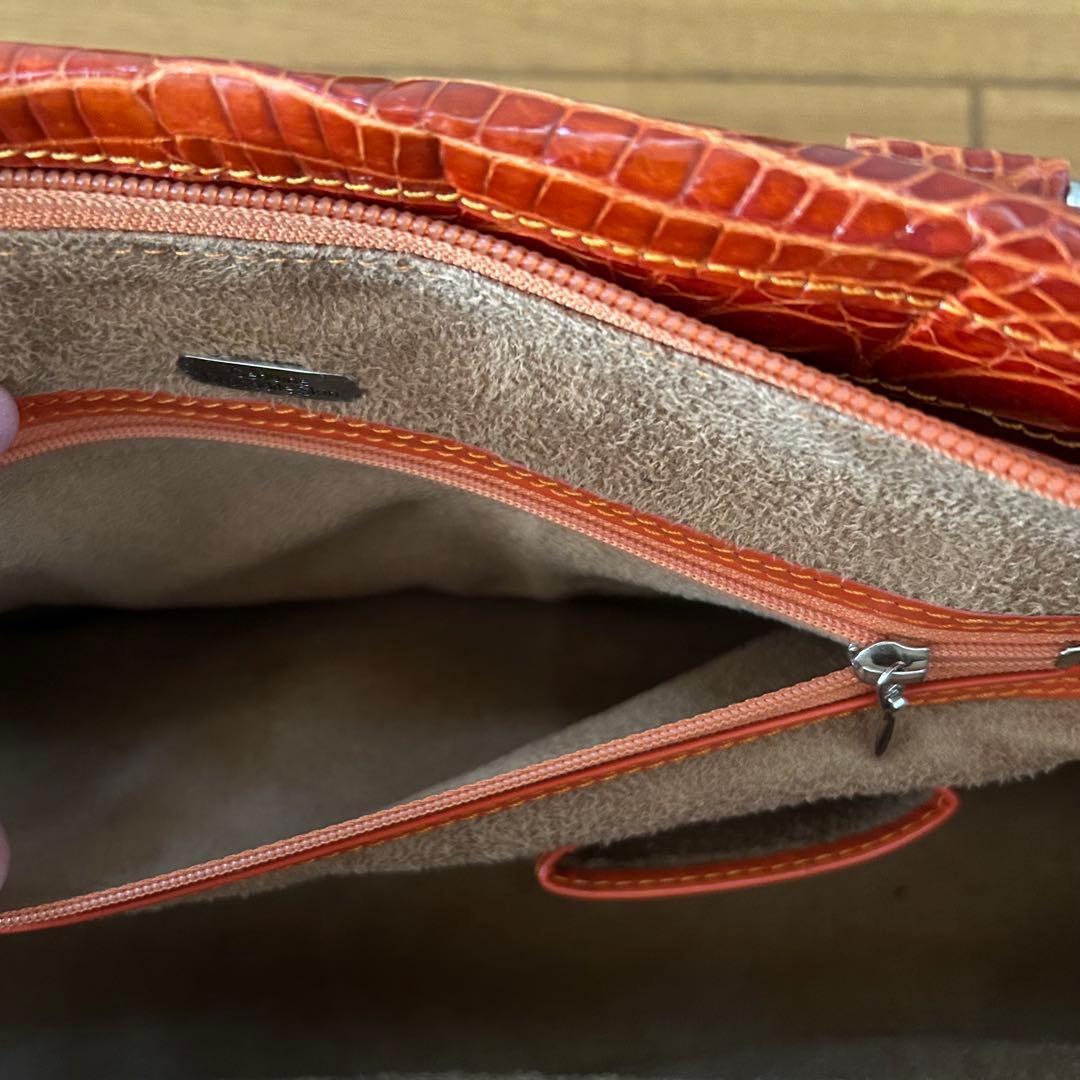 【希少】クロコダイル レザー ボストンバッグ シャイニング 加工　センター取り