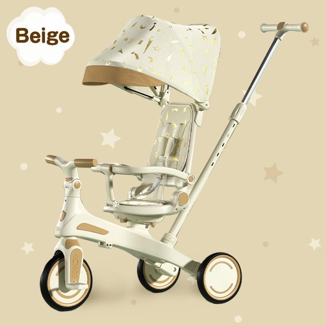 2644新品＊三輪車 手押し棒付き 7in1子供用 キッズバイク ベージュ