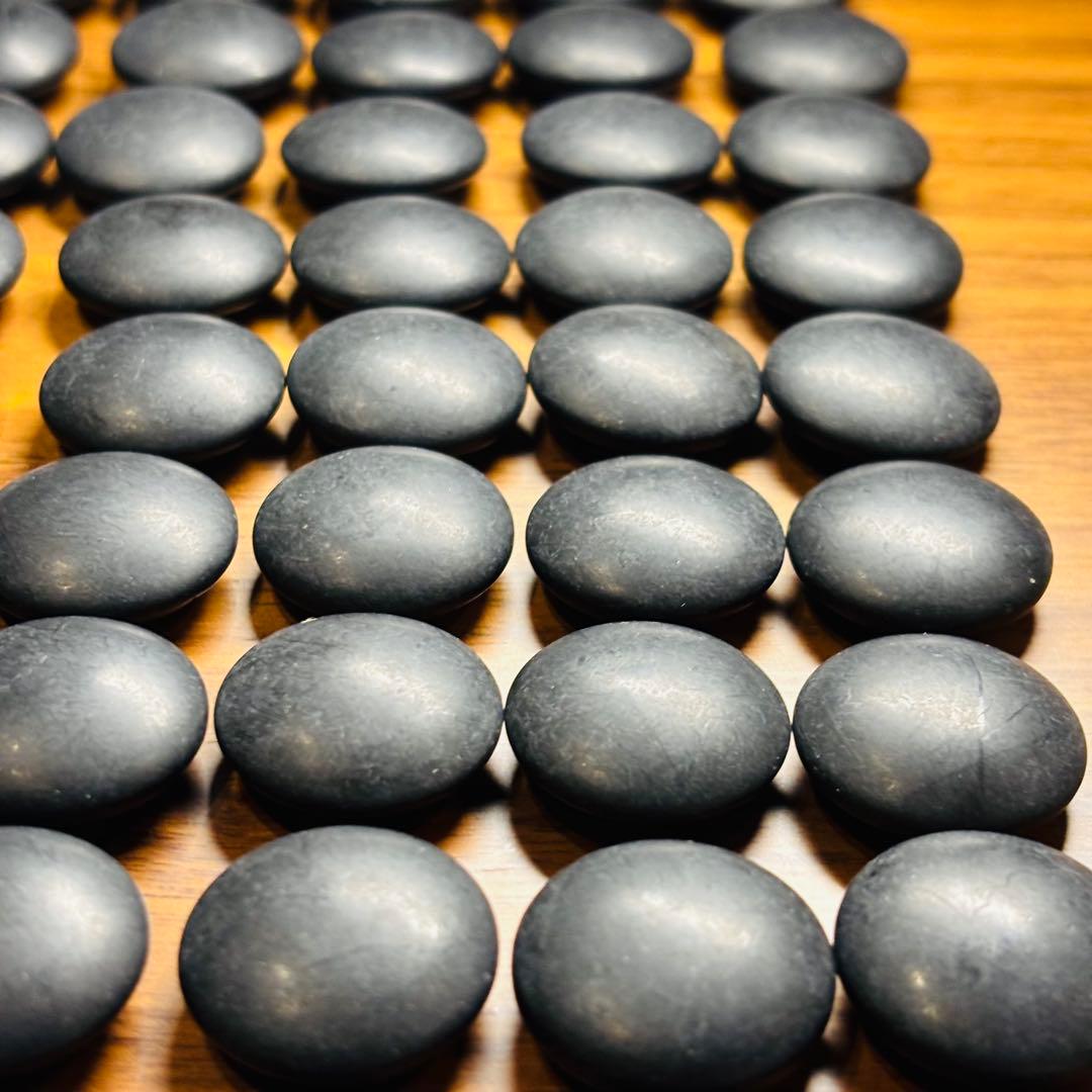 囲碁　碁石　雪印　蛤碁石　那智黒　ケース付き　洗浄済み　ハマグリ180