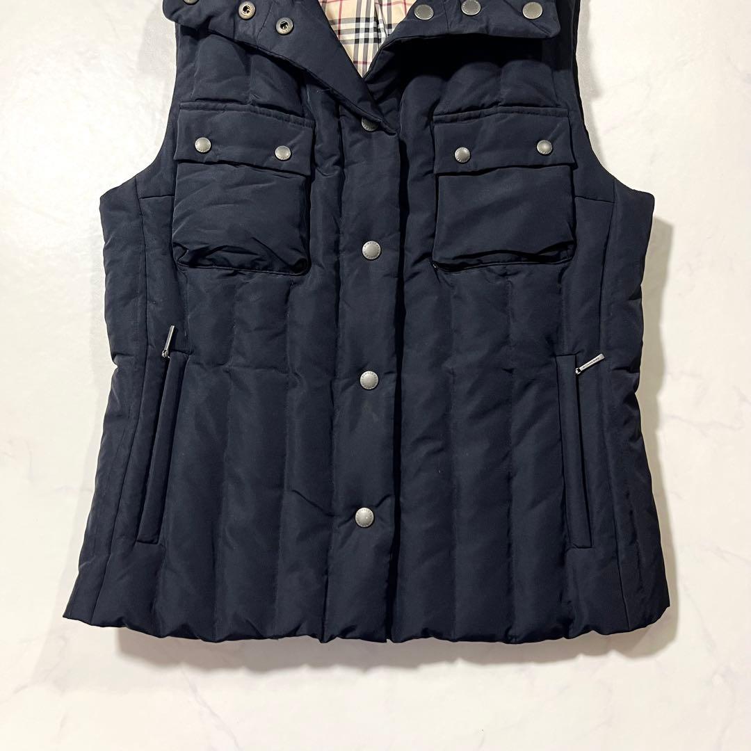 バーバリーロンドン ダウンベスト ノバチェック ブラック 黒 38 M