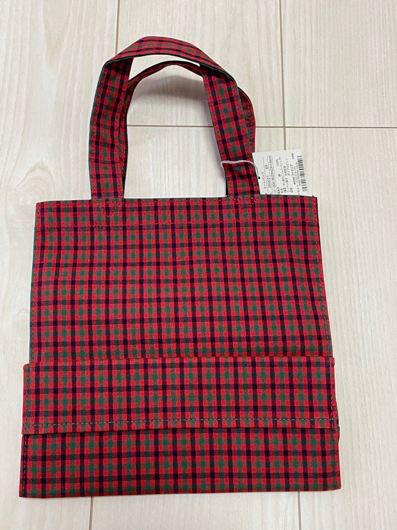 familiar 赤緑チェック トートバッグ