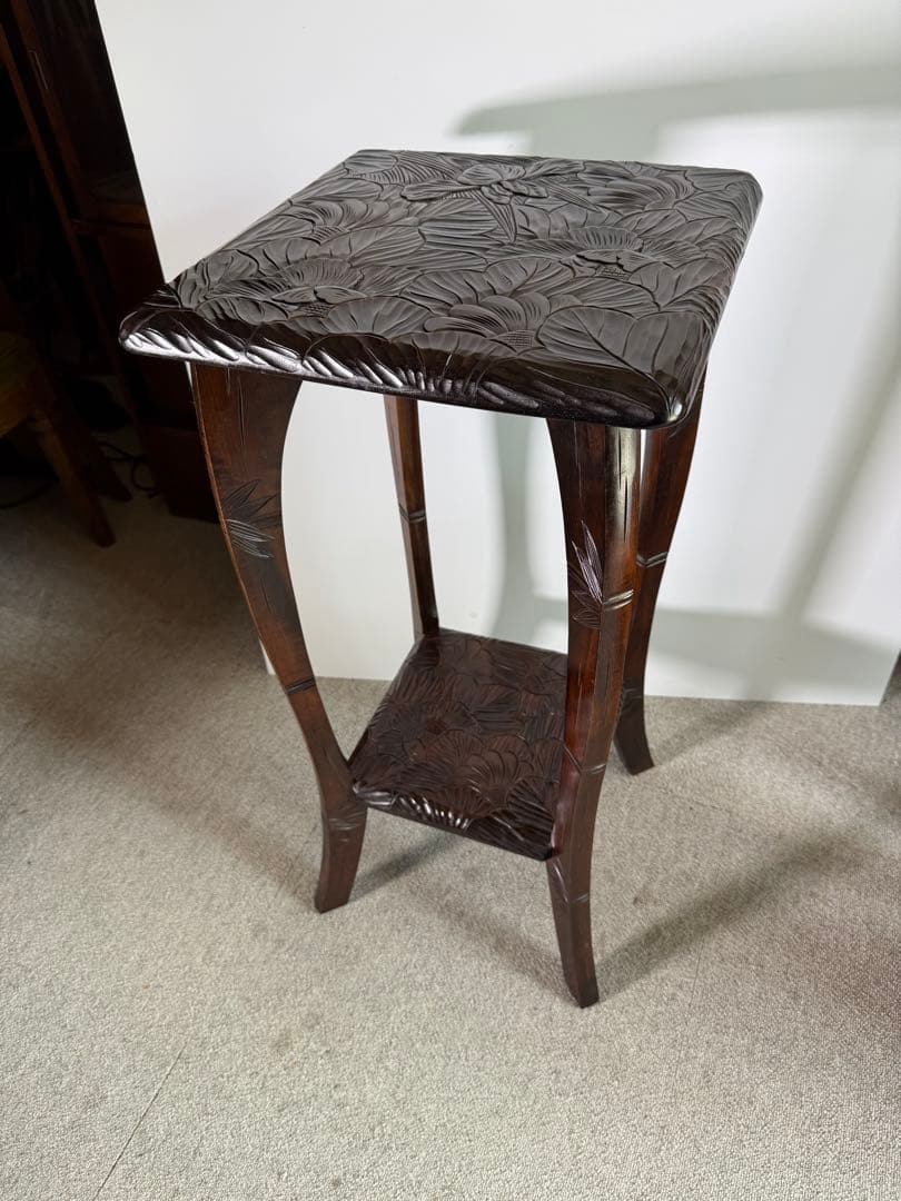 日光彫 花台 飾り台 コンソール 高級彫刻家具 美術工芸品