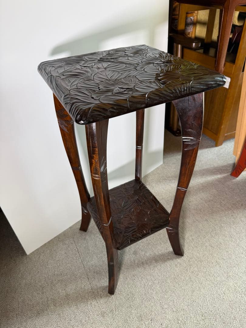 日光彫 花台 飾り台 コンソール 高級彫刻家具 美術工芸品