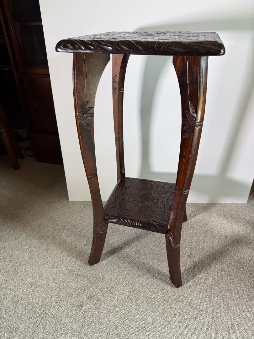 日光彫 花台 飾り台 コンソール 高級彫刻家具 美術工芸品