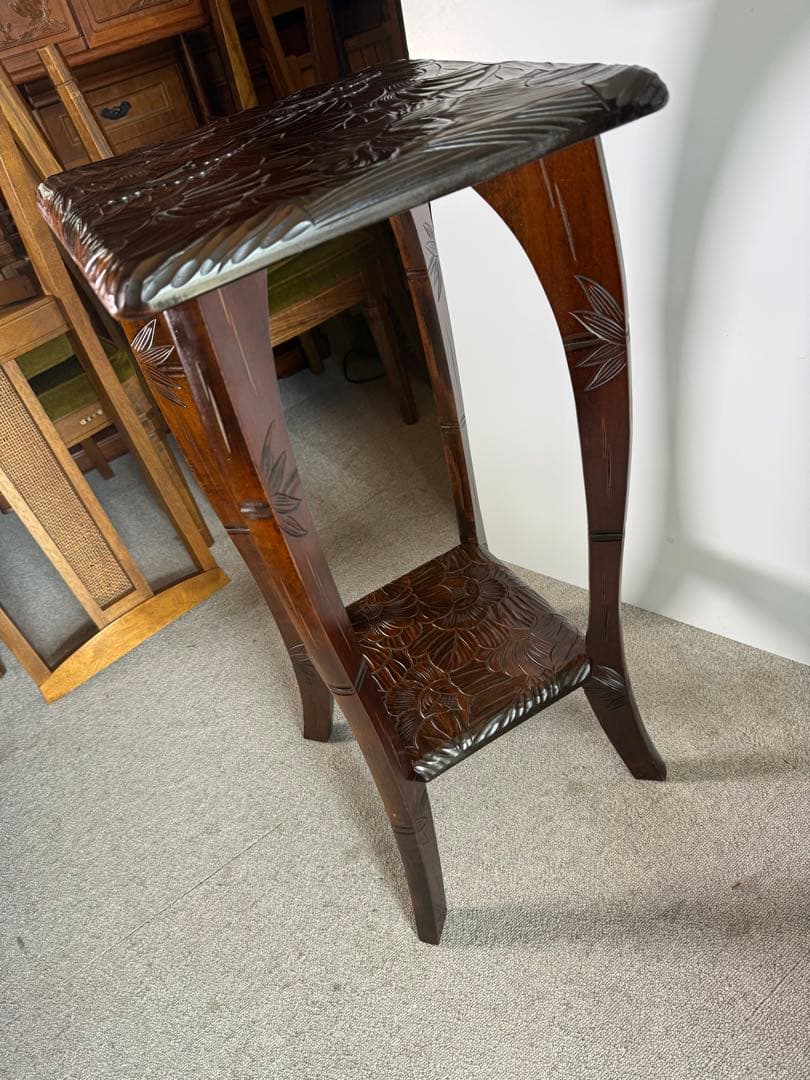 日光彫 花台 飾り台 コンソール 高級彫刻家具 美術工芸品