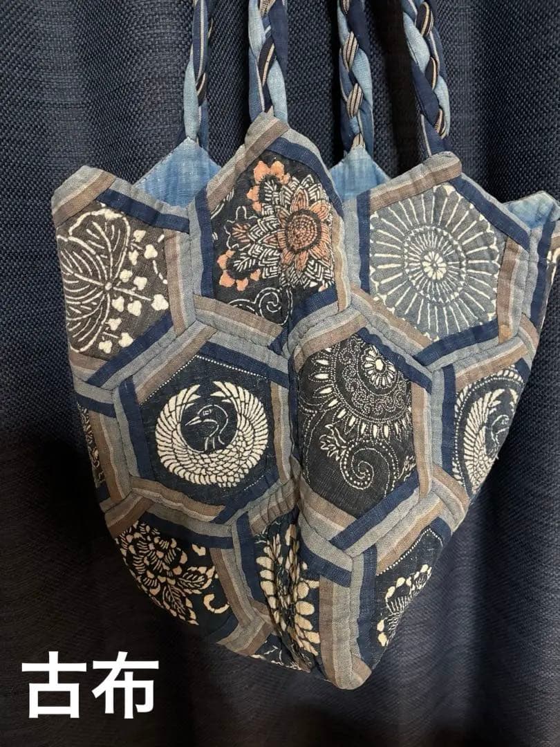 古布・藍染め 型染め ハンドメイド トートバッグ【匿名発送】値下げ中p