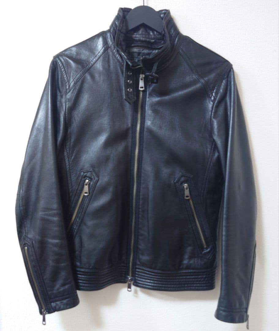 BURBERRY BLACK LABEL ラムレザーシングルライダースジャケット