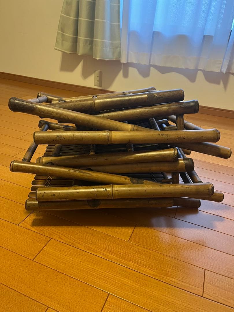 アジアン家具竹製折りたたみ椅子とテーブルセット