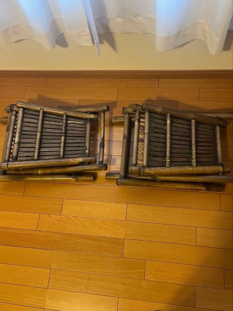 アジアン家具竹製折りたたみ椅子とテーブルセット