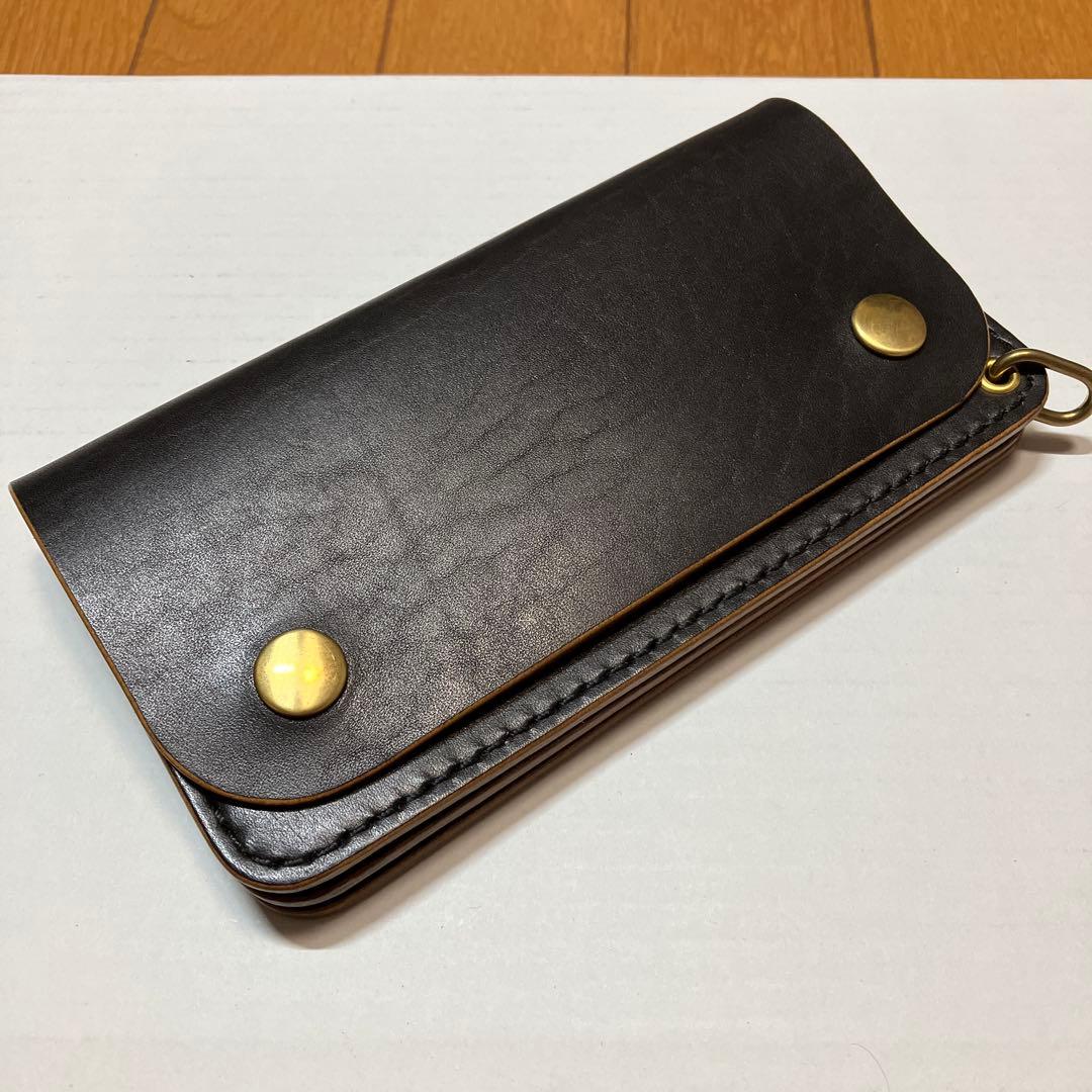 [ハンドメイド]トラッカーウォレット ヘリテイジ ブラック茶芯180×95
