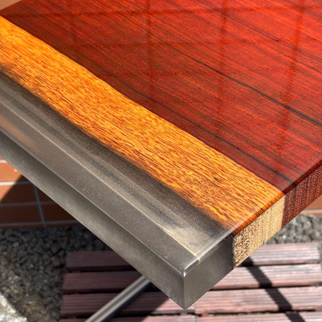 サイドテーブル アイアン 無垢 木製 一枚板 コの字 おしゃれ ベッド 50cm