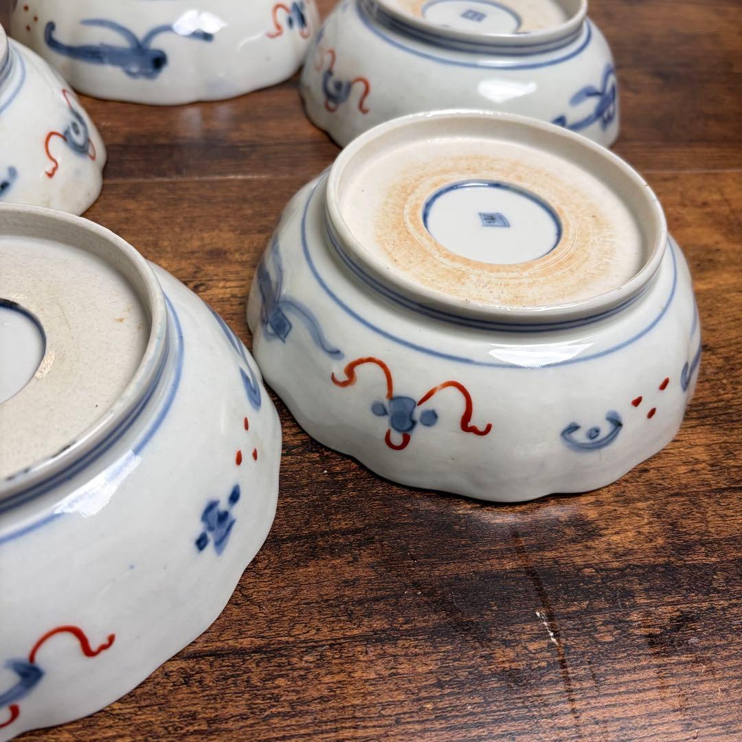 古伊万里 金蘭手柘榴図 なます皿五客　お皿/鉢/ 深鉢/アンティーク　40