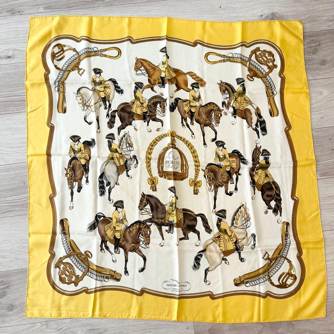 HERMÈS エルメス カレ90 REPRISE 馬と騎手のシルクスカーフ