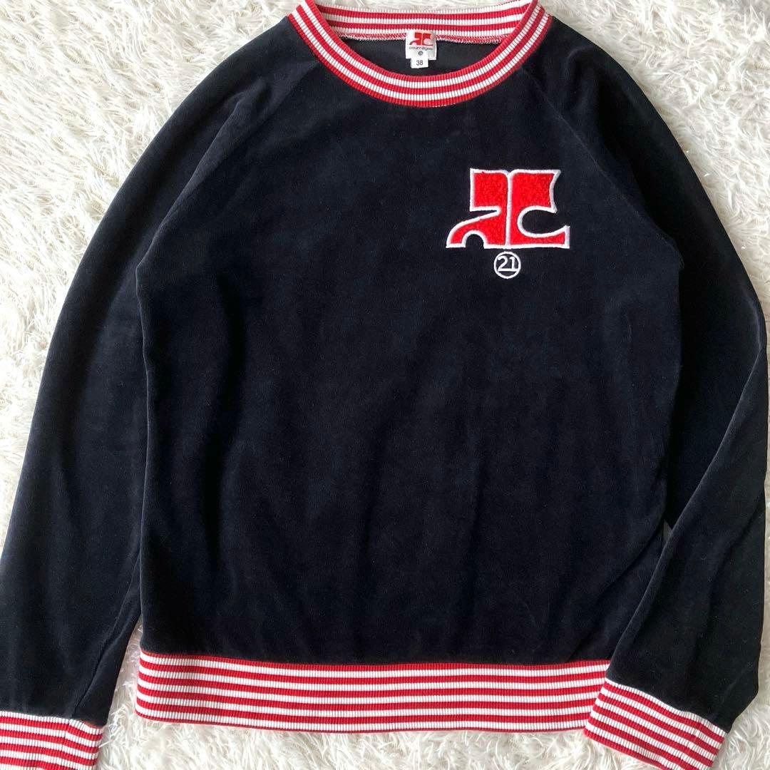 美品❣️ courrege21 クレージュ 長袖 ベロア素材 黒 y2k 【M】