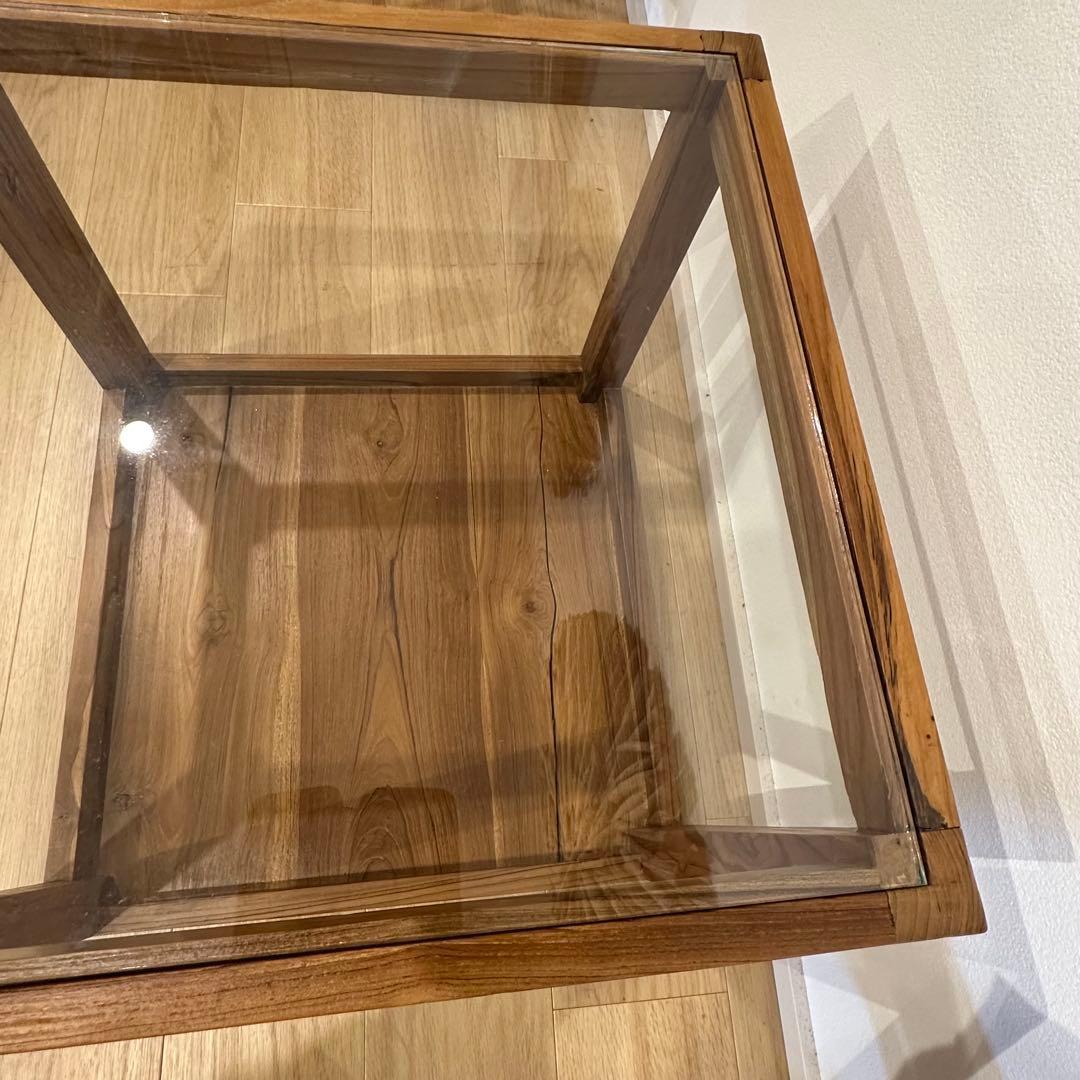 【訳あり】バリ島チーク無垢材ガラステーブル 正方形 通常44,000円がなんと！