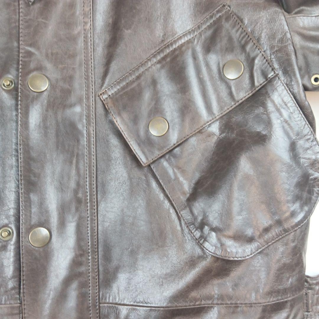 PS ポールスミス カーコート ラムレザー М ブラウン チェック ベルト