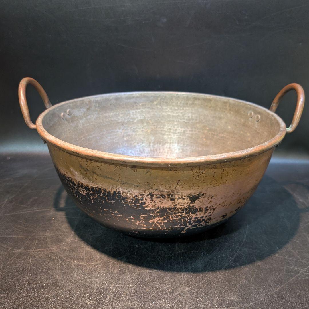 純銅 大ぶり 取っ手付 あんこ鍋 直径35㎝ 銅製 銅鍋 槌目 製菓 業務用プロ