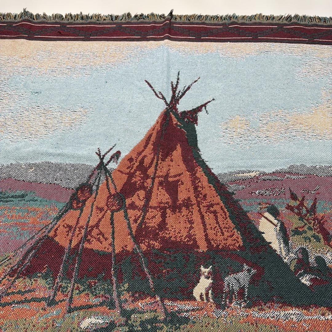 絵画風　インディアン　マルチカバー　ソファーカバー　ラグ 123x175