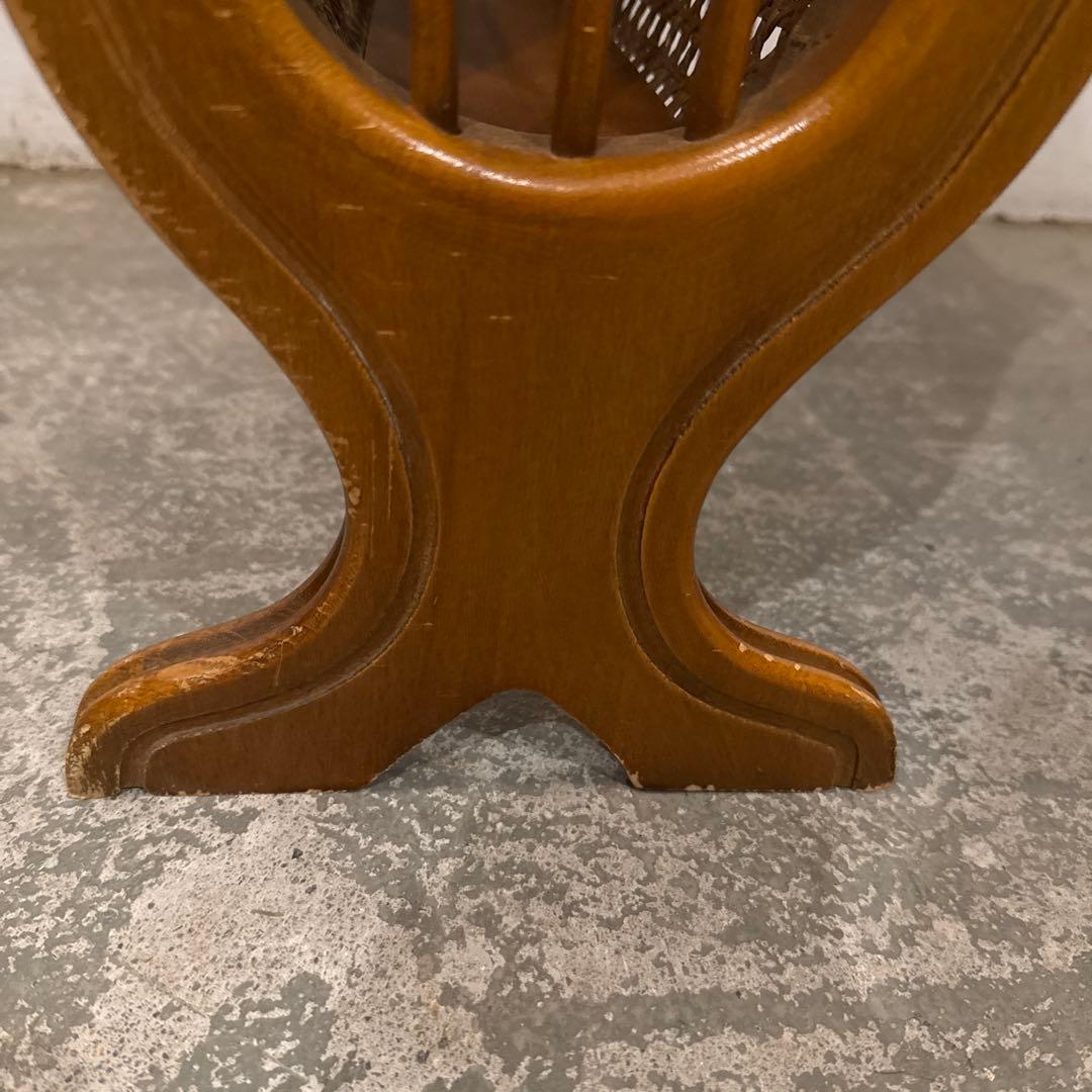 ヴィンテージ　木製サイドテーブル　マガジンラック付き