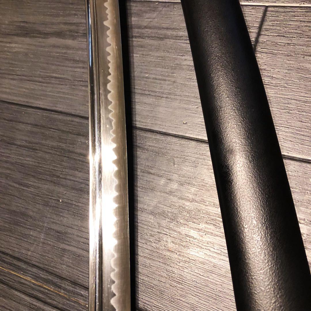 高級模造刀　居合刀　樋入り刀身　青緑拵え　亜合金刀身　名刀