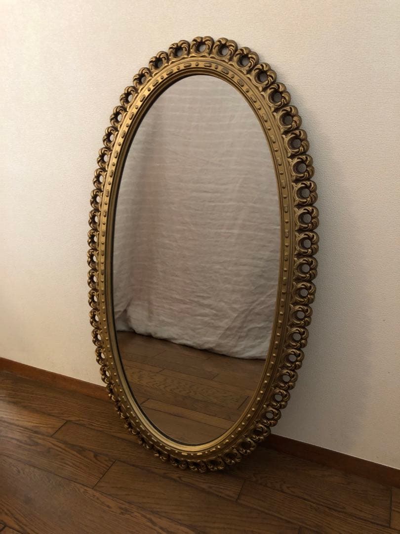 アンティーク オーバル型壁掛けミラー 大型
