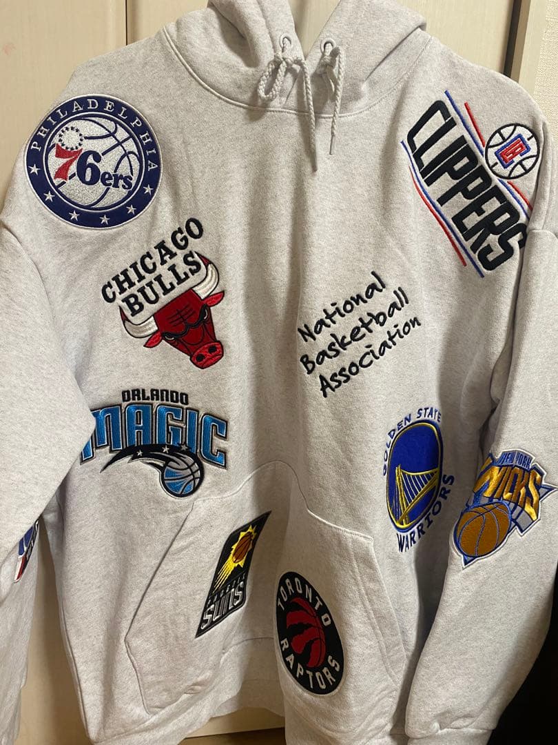 NBA Teams Logo Hoodie Sweat パーカーM グレー