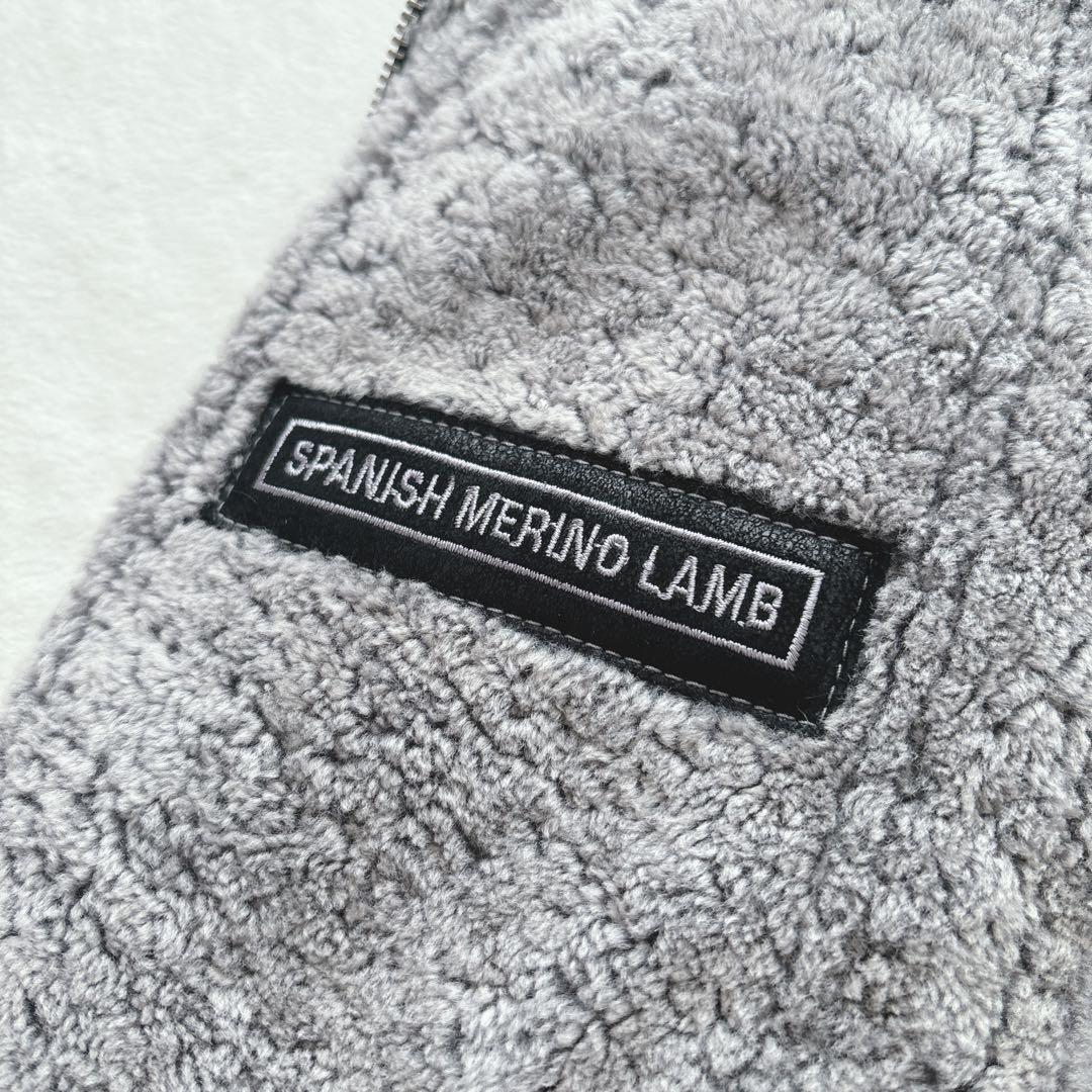 【美品】ヒューゴボス　ムートンジャケット　ラムレザー　グレー　ブルゾン　本革