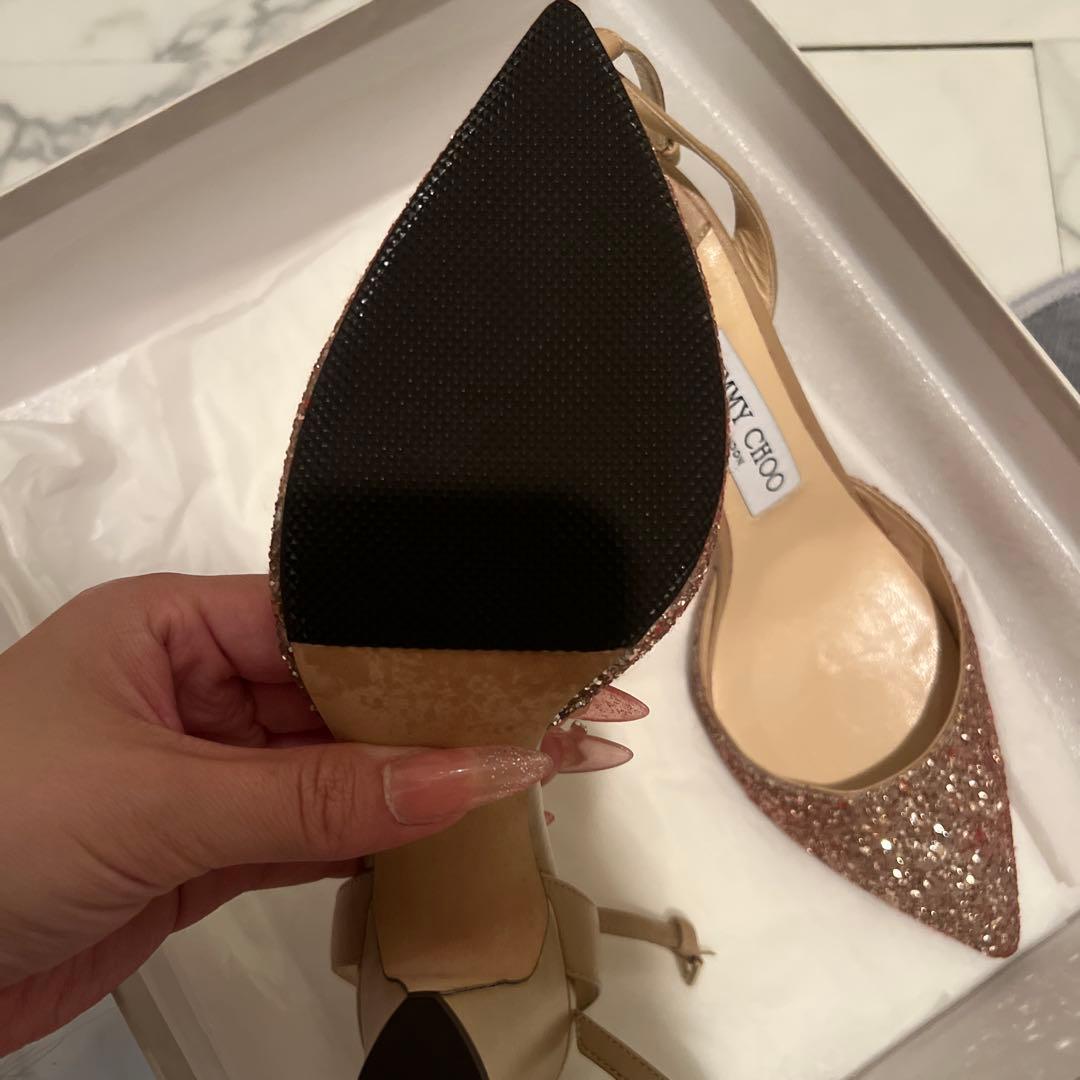JIMMY CHOO ベージュ グリッター ハイヒール 箱付き