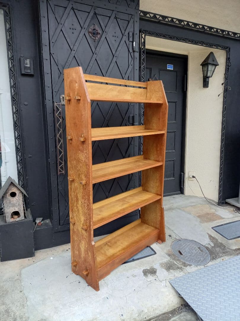 1960's　楔　細工　ウッド　サイド　オープン　ラック　キャビネット　シェルフ