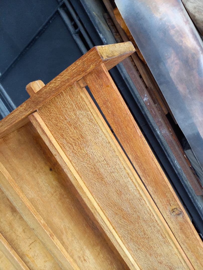 1960's　楔　細工　ウッド　サイド　オープン　ラック　キャビネット　シェルフ