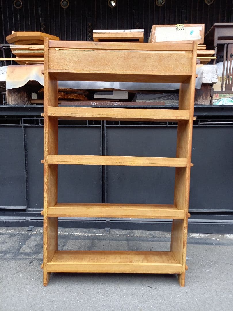 1960's　楔　細工　ウッド　サイド　オープン　ラック　キャビネット　シェルフ