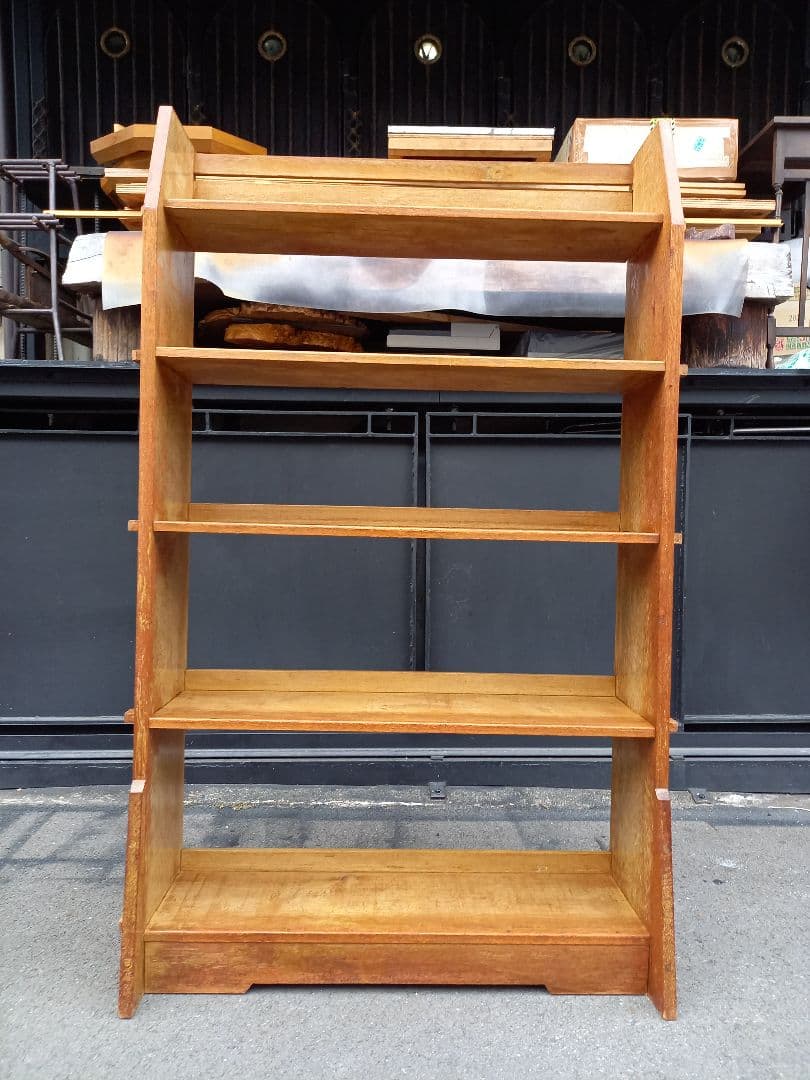 1960's　楔　細工　ウッド　サイド　オープン　ラック　キャビネット　シェルフ