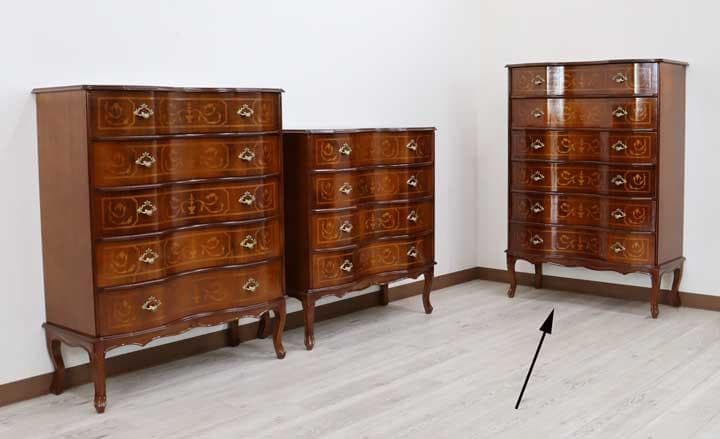 6段チェスト 木製 イタリア 猫脚 象嵌 完成品 チェスト タンス