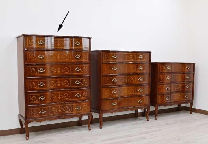 6段チェスト 木製 イタリア 猫脚 象嵌 完成品 チェスト タンス