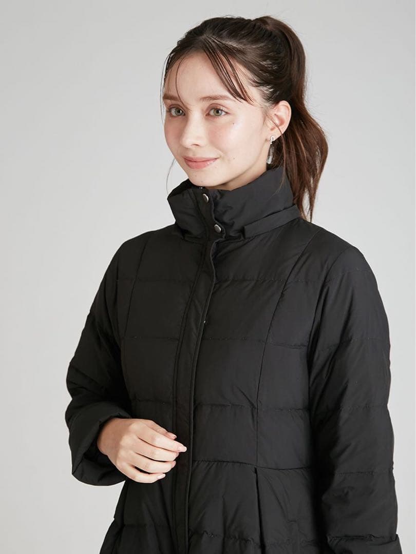 完売品 新品未使用 セルフォード フードリボンロングダウンコート BLK 36