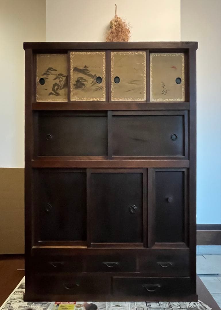 和箪笥 明治 アンティーク タンス 収納 本棚 インテリア