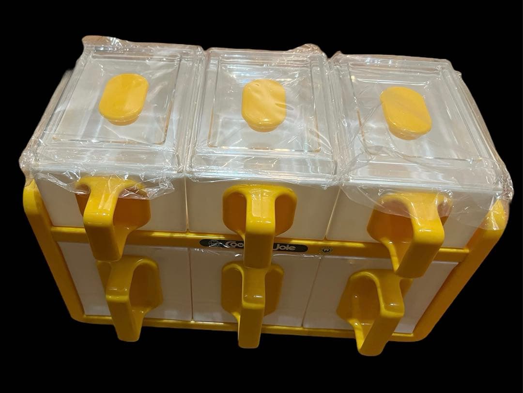 未使用品 昭和レトロ　クッキングジョア 黄色　調味料入れ 花柄