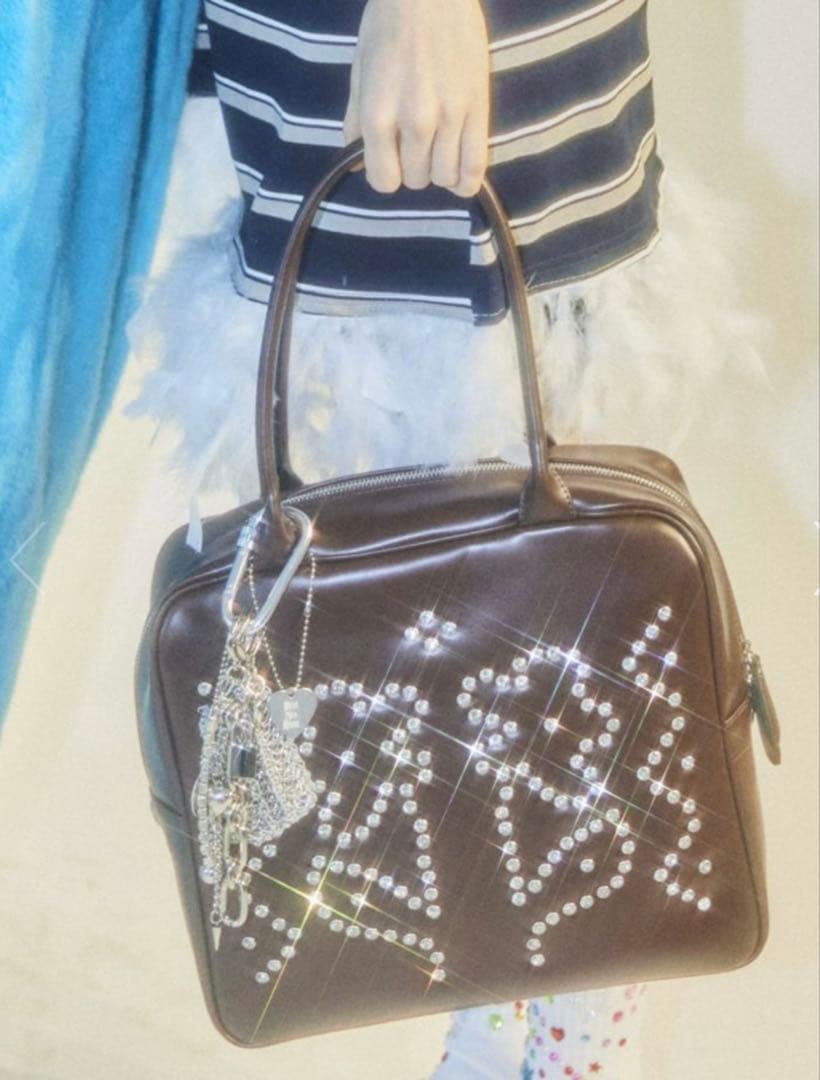 【HEY! Mrs ROSE】Rhinestone Boston ブラウン